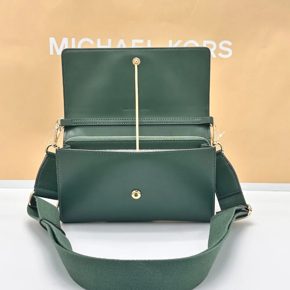 MICHAEL KORS Jet Set Large Ombré Signature Logo Crossbody Bag Moss Multi